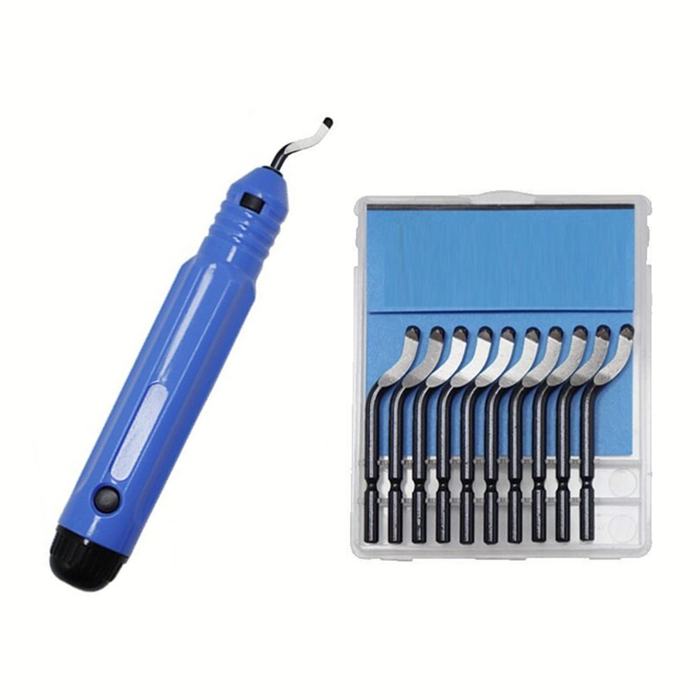 Deburring Tool Set Plastic Handle Deburrer + 10 Deburring Blades