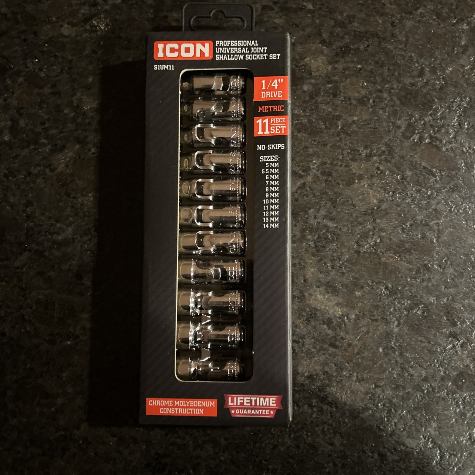 ICON 1/4 in. Drive Metric Professional Universal Joint Shallow Socket Set