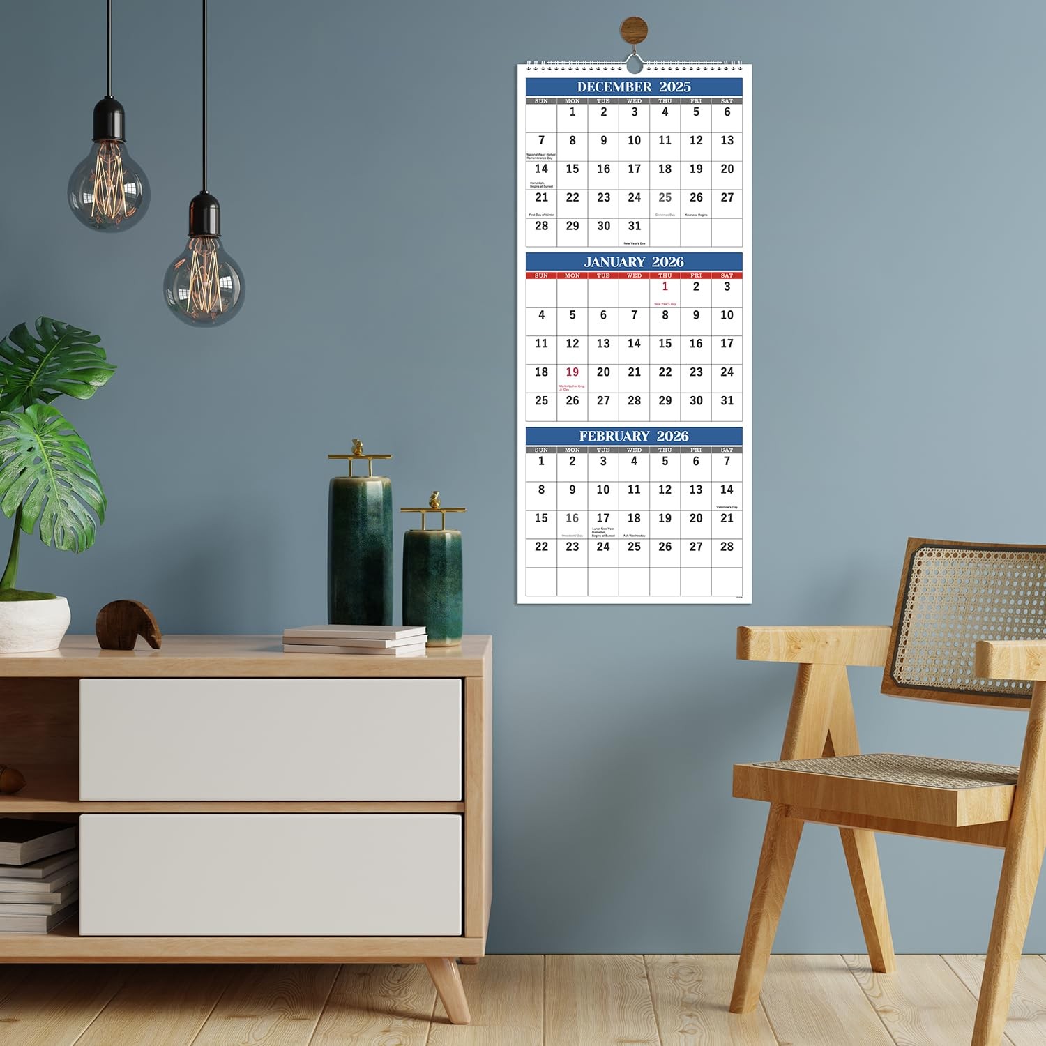 2026 Wall Calendar – 3 Month Vertical 2026 (Folded in a…