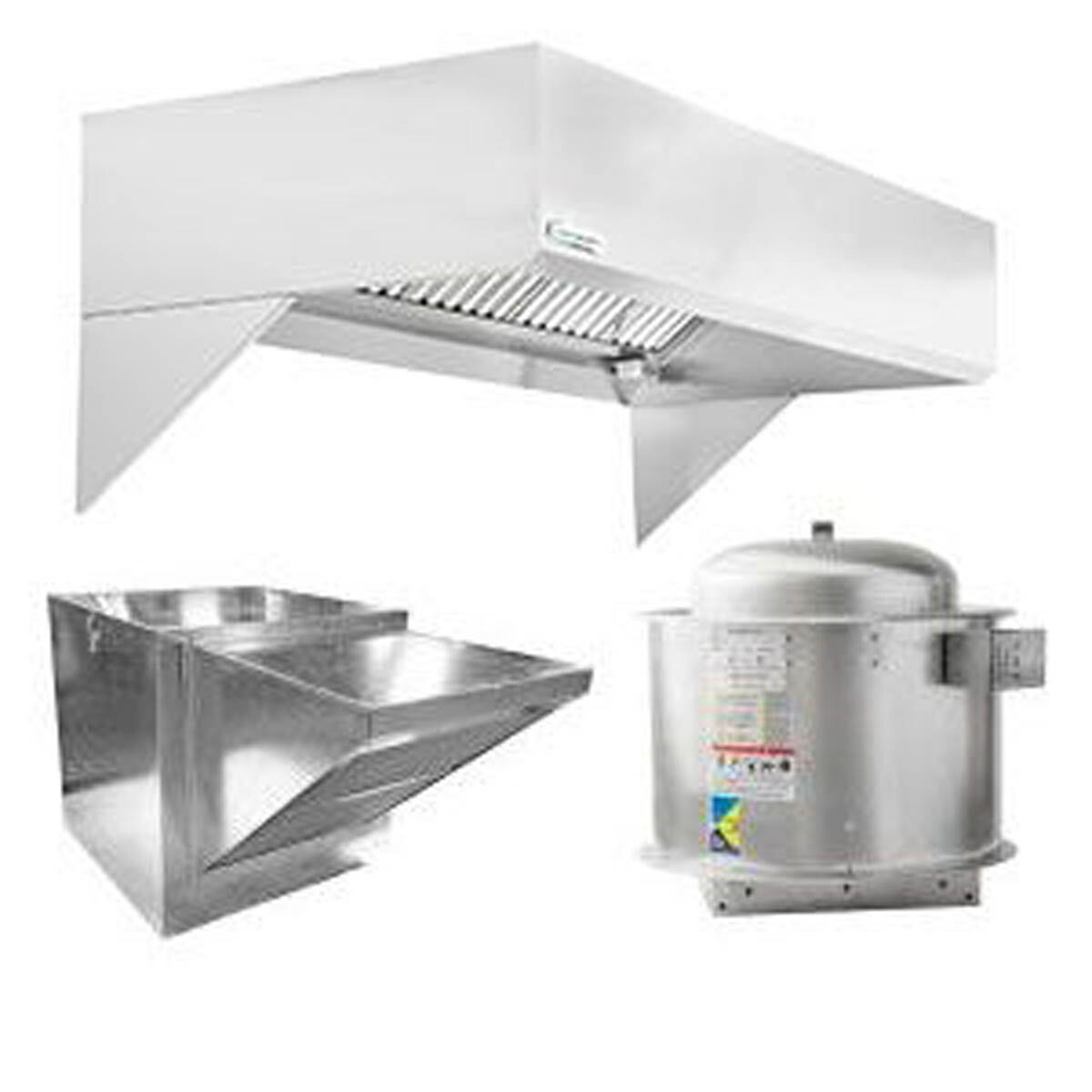 HoodMart 2006B 6 FT Restaurant Hood System w/ Makeup-Air, 115V Exhaust Fan