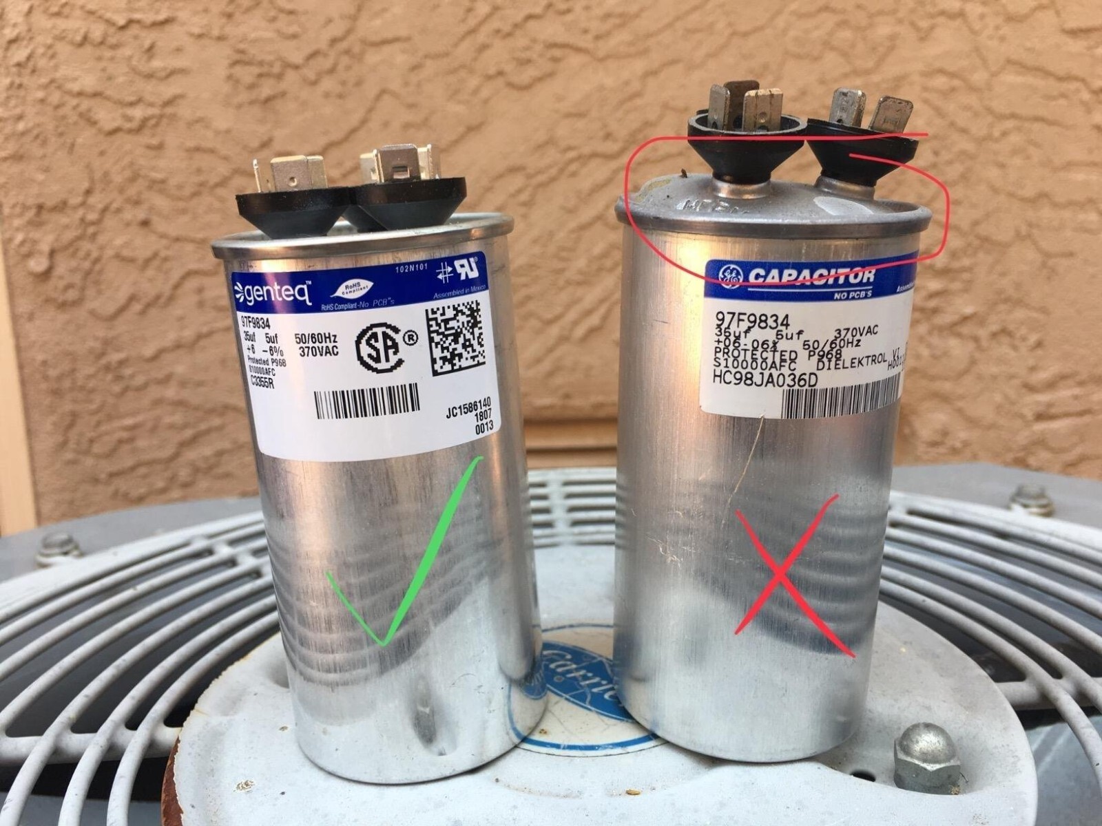C3355R Capacitor Dual Run Round 35/5 UF MFD 370V VAC 97F9834 35 & 5 MFD At 370V