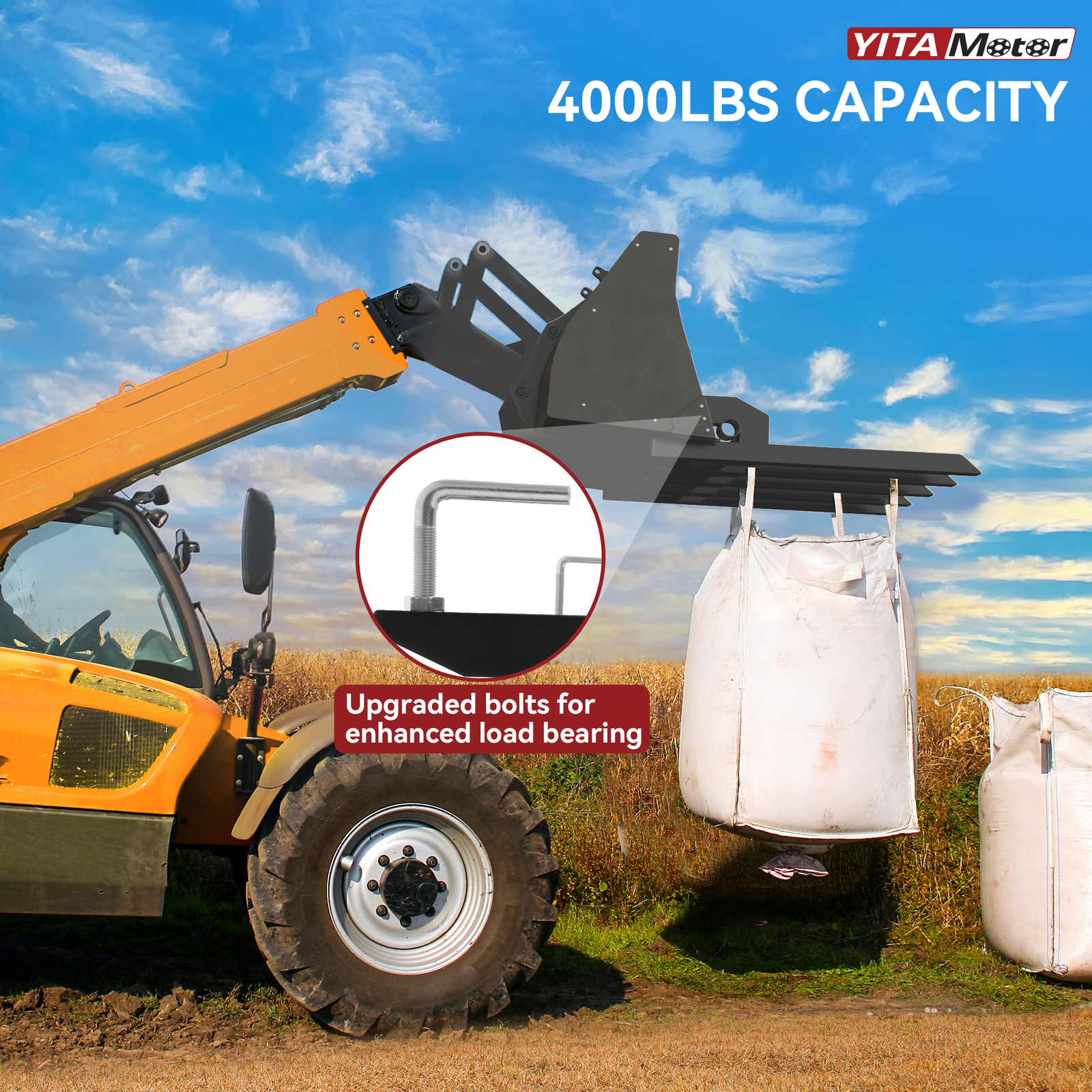 21″ Fork Length Clamp-On Debris Forks Fit 60″ Loader Buckets Skid Steers 4000LBS