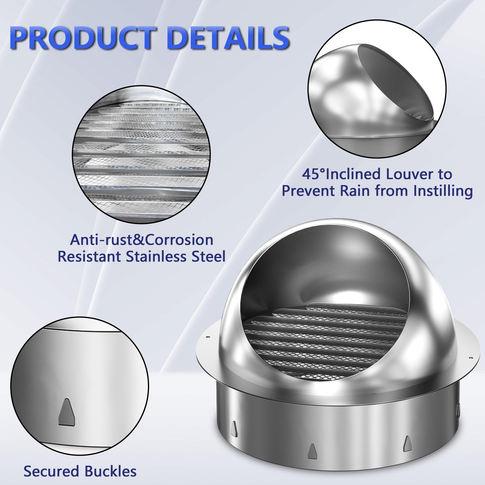 4 Inch Dryer Vent Cover Stainless Steel Round Air Ventilation 4