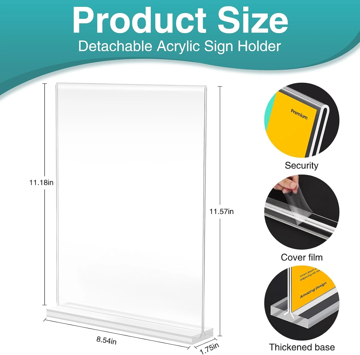 Acrylic Sign Holder 8.5 x 11, Double Sided Sign Holder Stand, Plastic 6 Pack