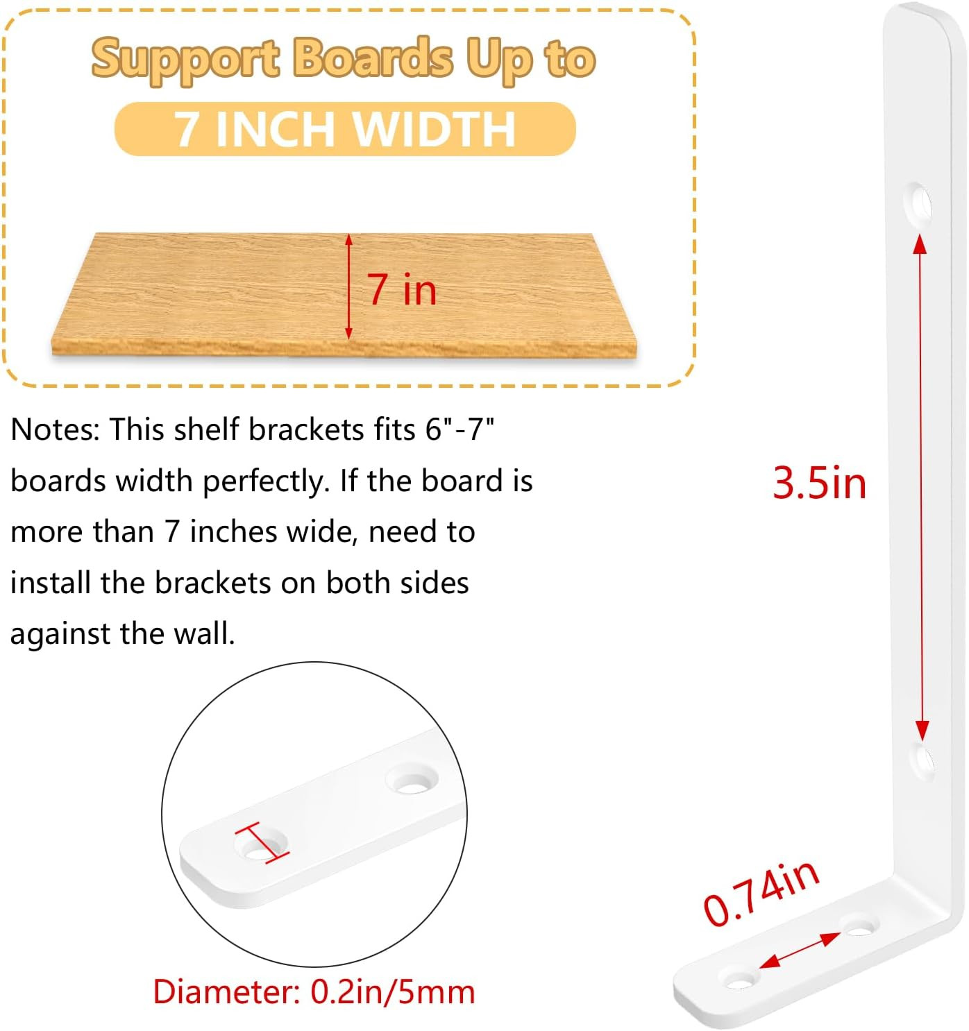 6PCS White L Bracket 6×2 Heavy Duty Shelf Support Corner Brace 42lb Load