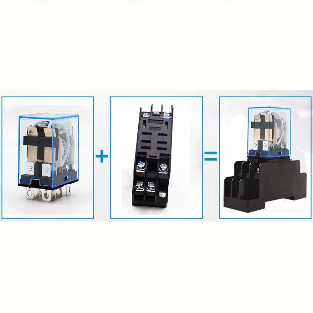 10pcs 12/24/110/220V AC/DC Coil Power Relay LY2NJ DPDT 8Pin HH62P JQX-13F w/Base