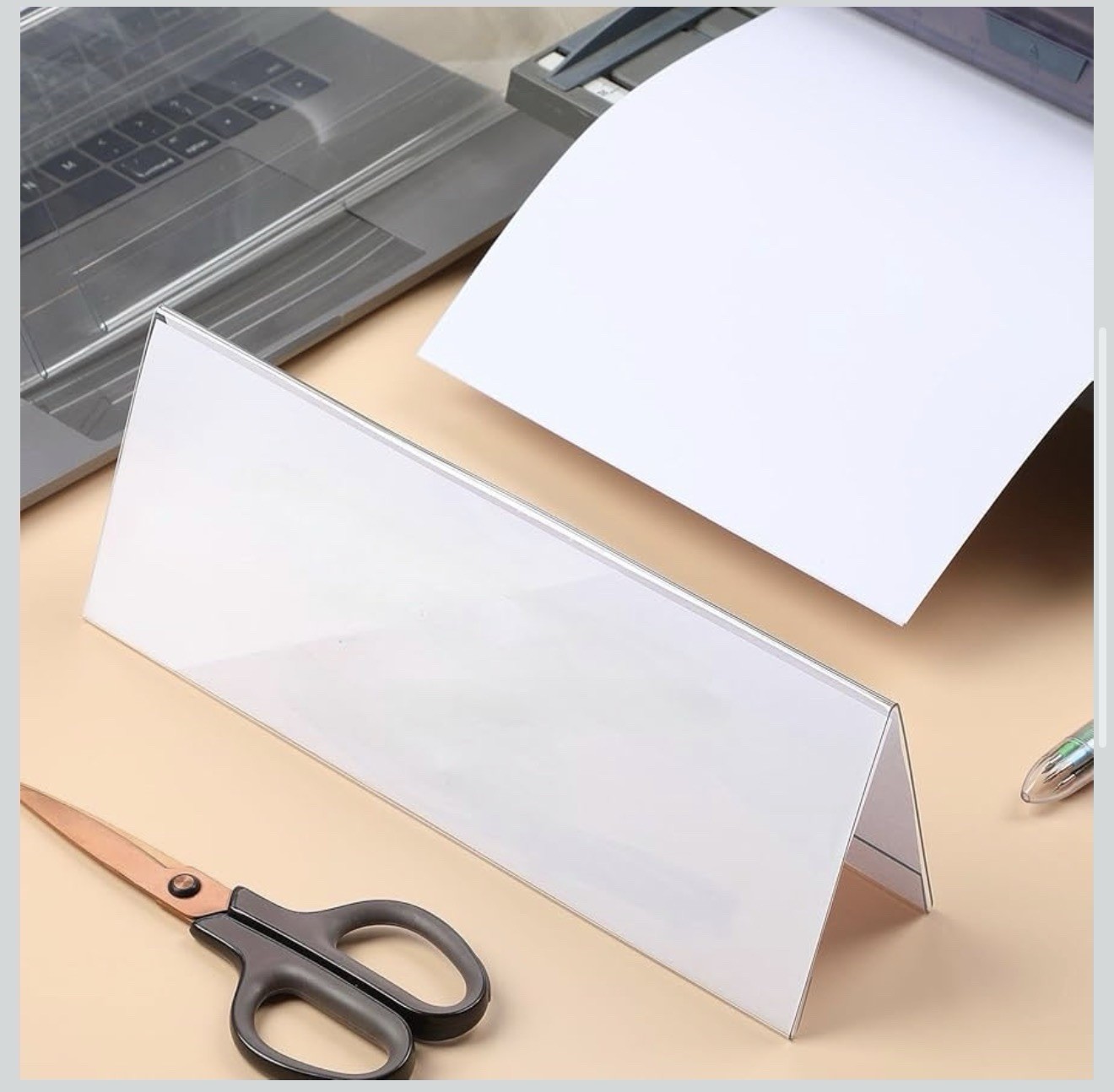 Vicenpal Name Tent Holders 100pcs Desk Table Sign 11×4.25 Clear Acrylic