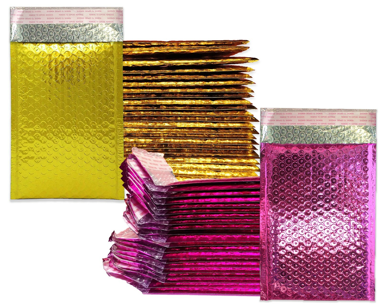 10 – 100 Lot -6×10 & 4×8 Pink, Honey Pot Gold METALLIC BUBBLE MAILER, Envelopes