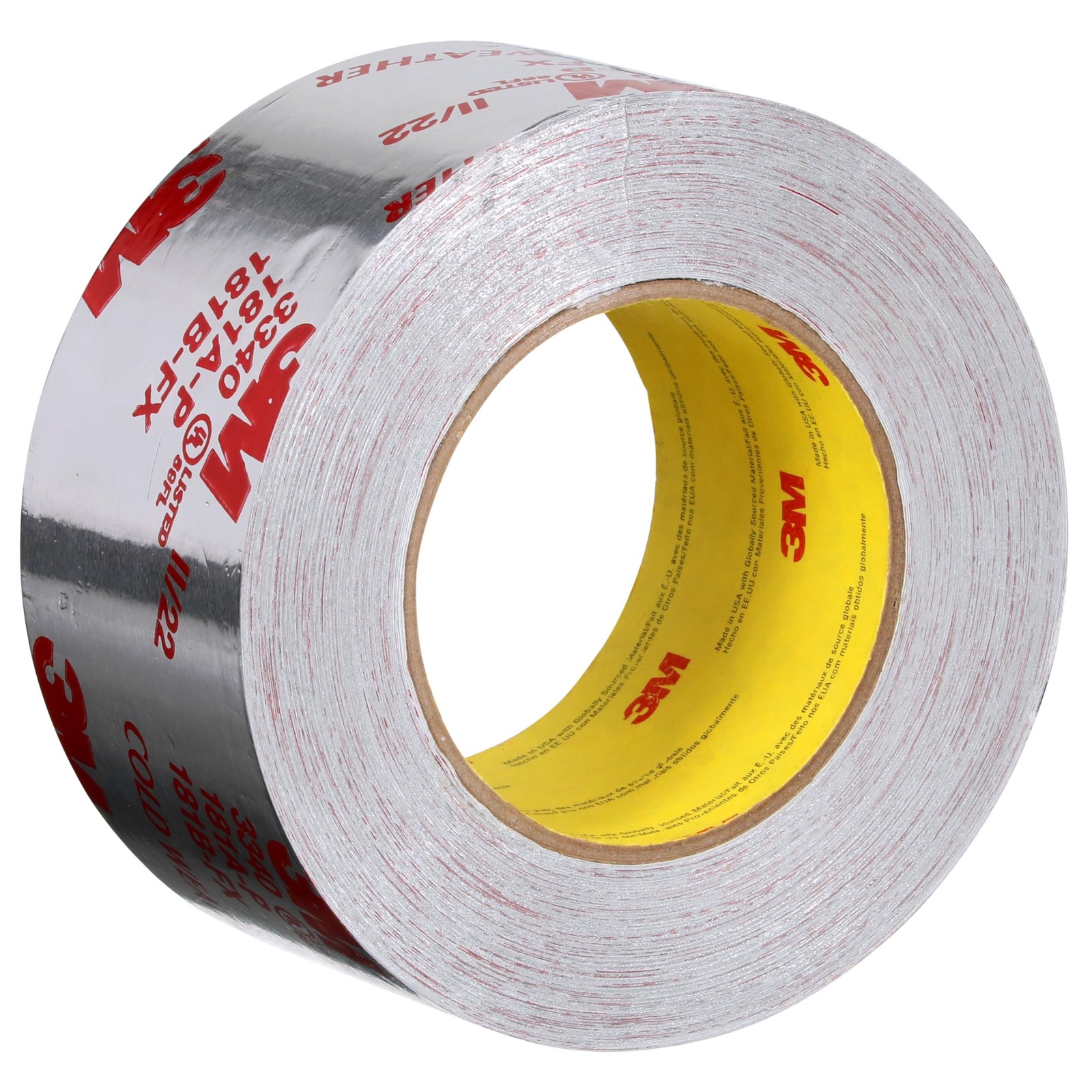 3M Aluminum Foil Tape 3340, 2.5″ 2.5 inches x 50 yards x 0.004 inches, Silver
