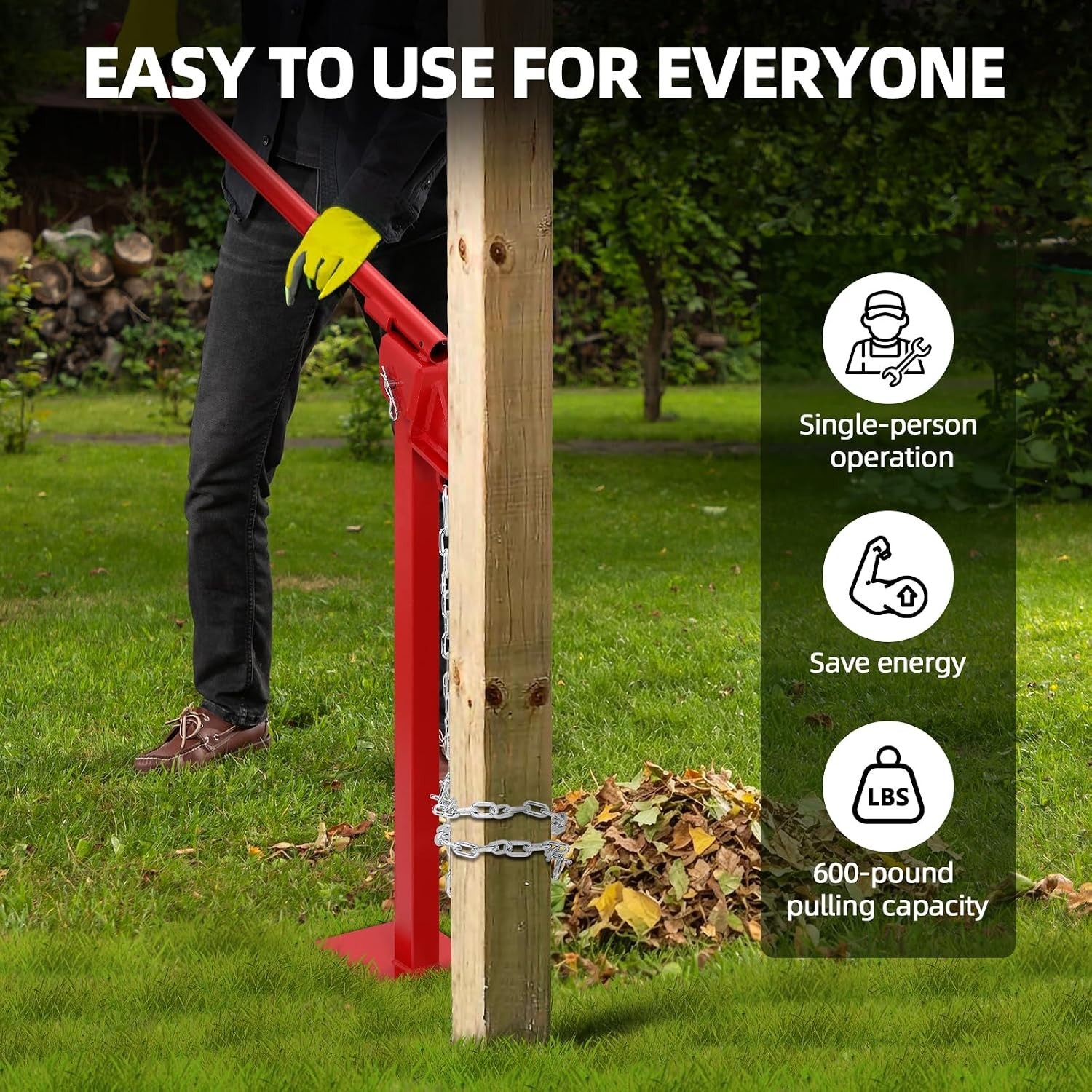 Fencing T-Post Puller – Easily Removes Studded Fence T-Posts & More– All Steel