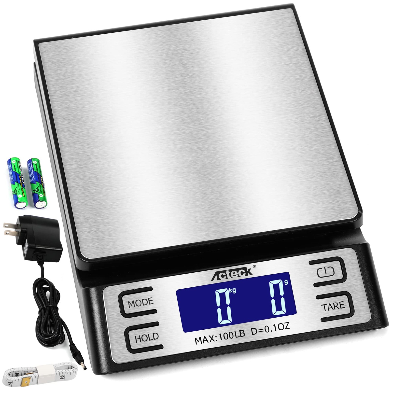 A-808 100LB x 0.1OZ Digital Shipping and Postal Scale, Stainless Steel, Modern D