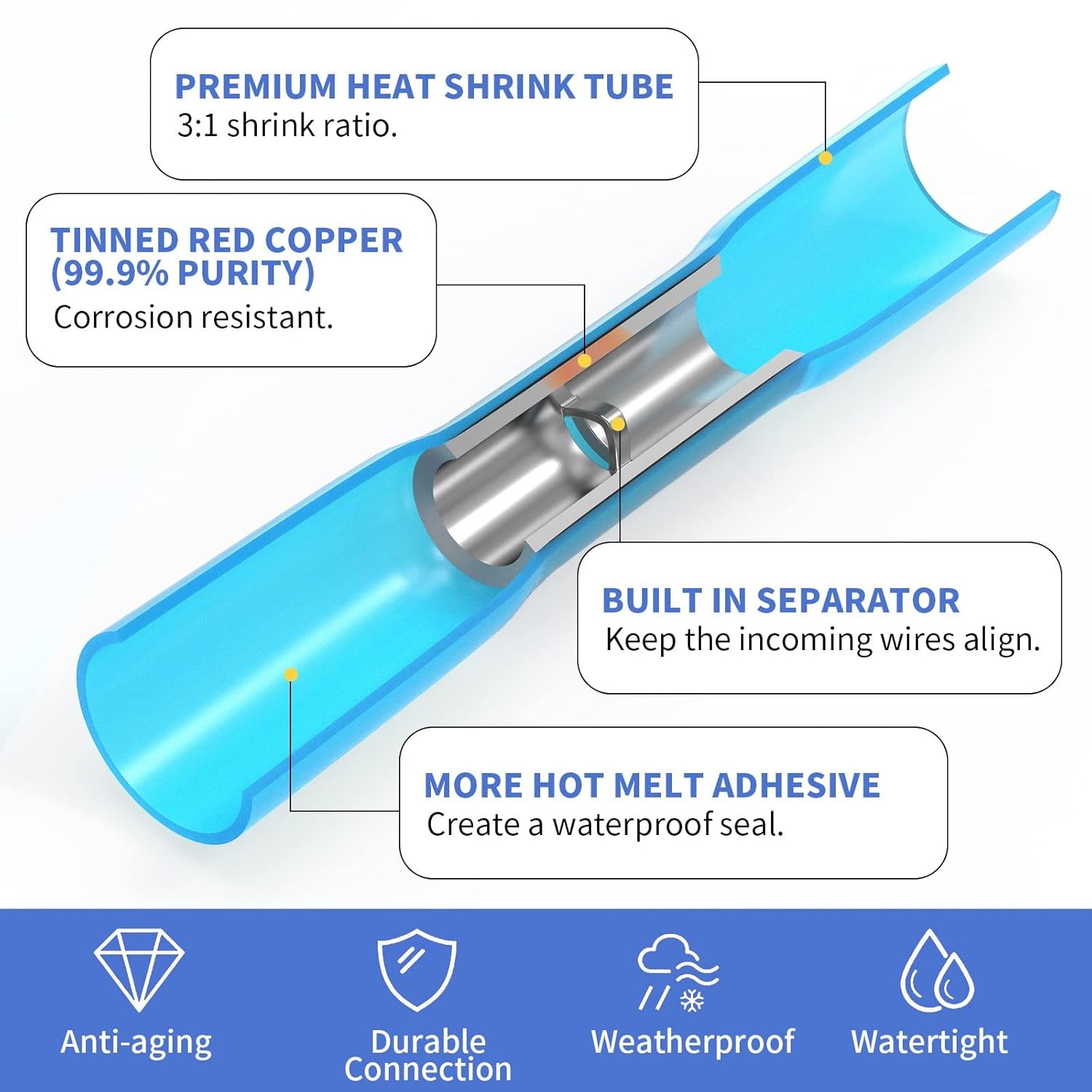 660 PCS Heat Shrink Butt Connectors Qibaok Crimp Electrical Wire Connector 。