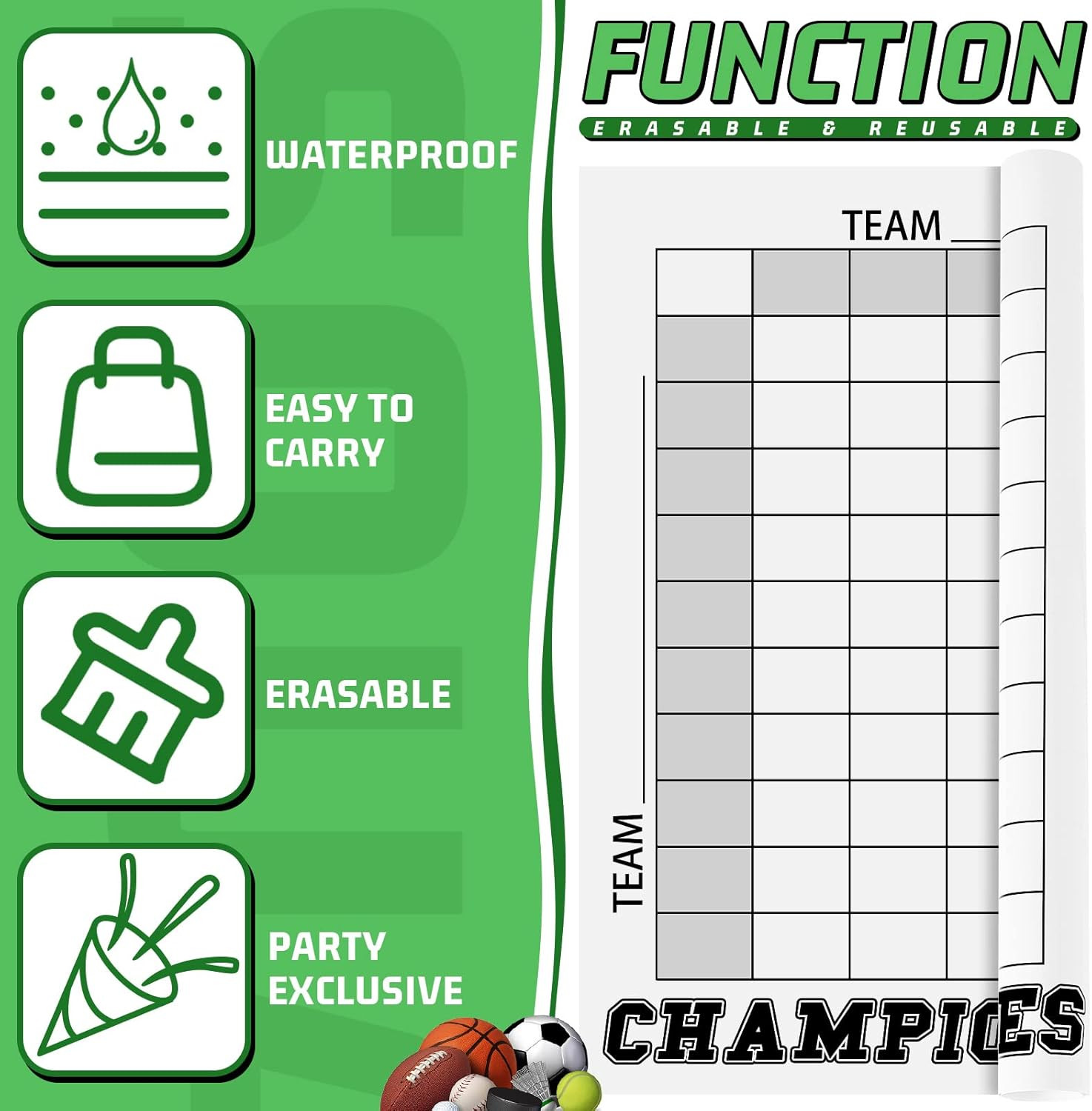 100 Football Squares Board Dry Erase – 24 X 36 Inch Reusable Office Pool Game Po