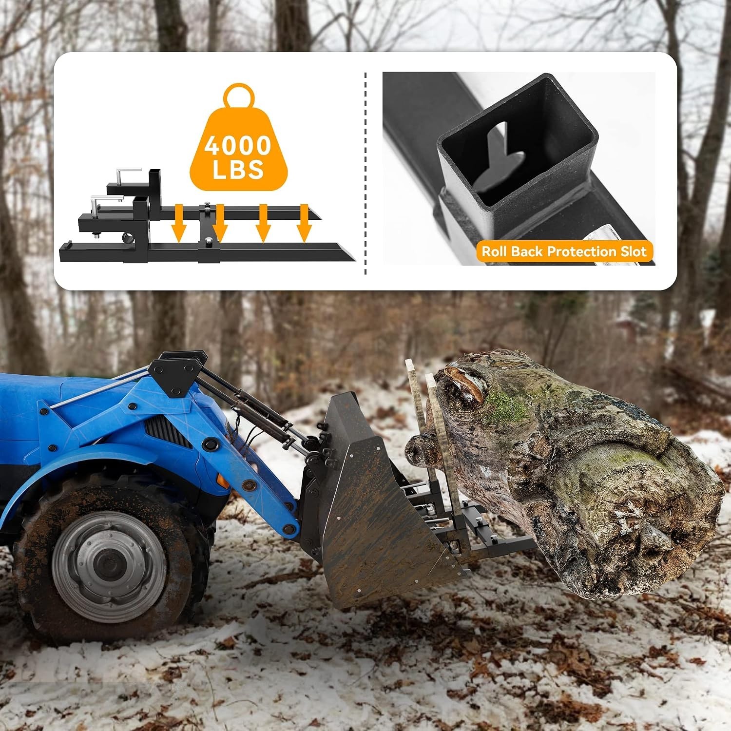 YINTATECH 60 Inch Clamp On Pallet Forks 4000 Lbs Bucket Attachment