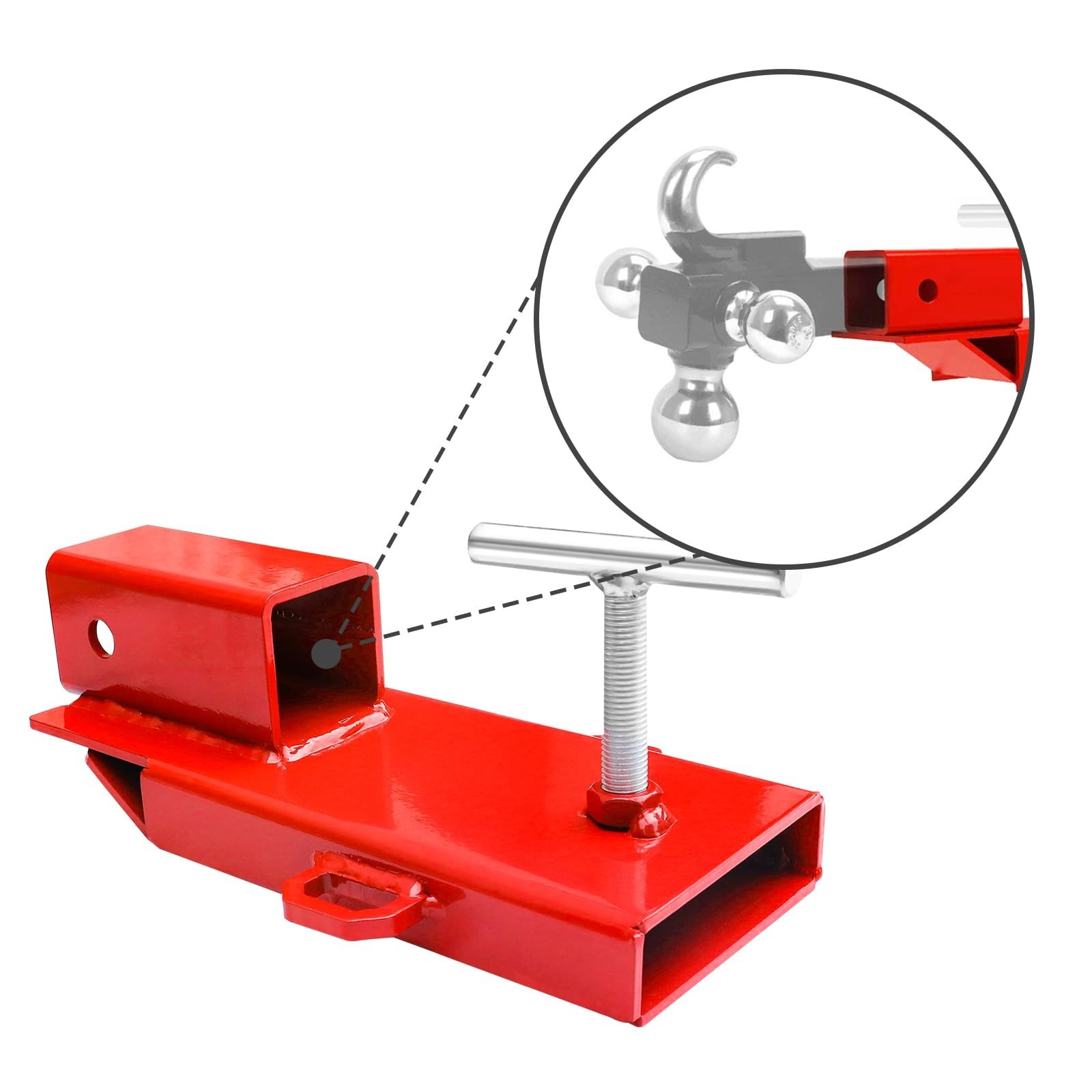 2″ Receiver Forklift Trailer Hitch Attachment, Towing Adapter with Chain – Red