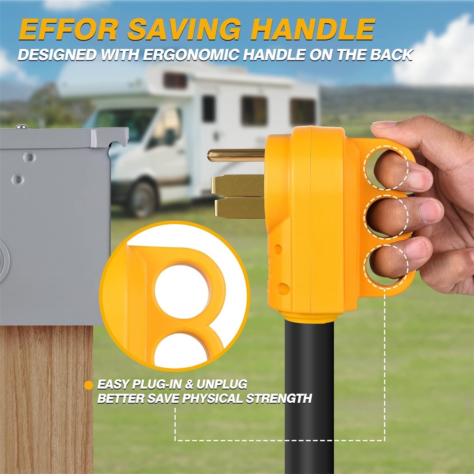 RV 50A 125/250V Receptacle Plug Male Power Cord End Replacement Electrical Plug