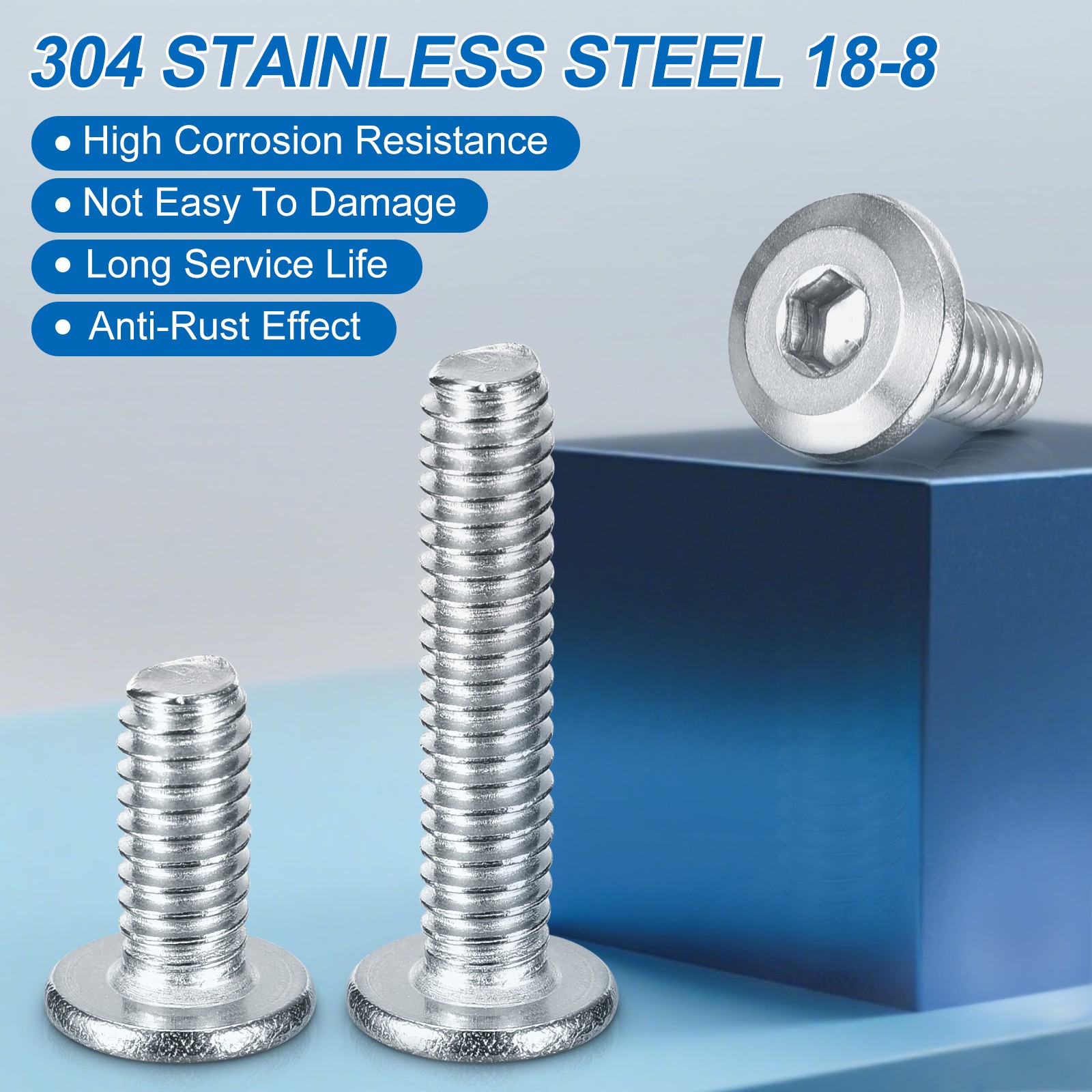 1/4-20 x 3″ Flat Head Hex Screw, 10PCS Stainless Steel Bolt with Hex Wrench