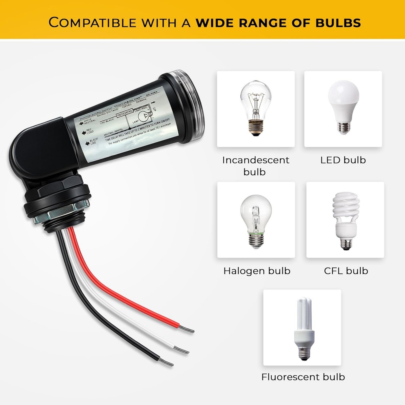 Outdoor Lighting Photocell Sensor Dusk to Dawn Switch 120V 1000W 180° Swivel