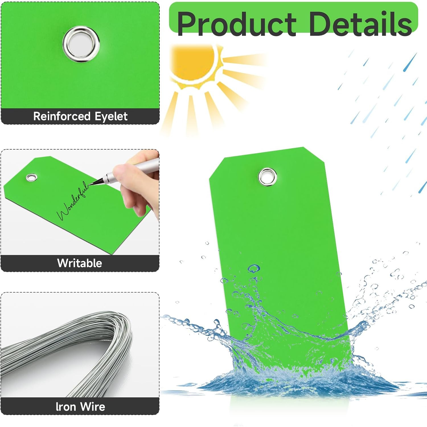 500 Pieces Plastic Shipping Tags with Wire Waterproof Hang Tags Heavy Duty Label
