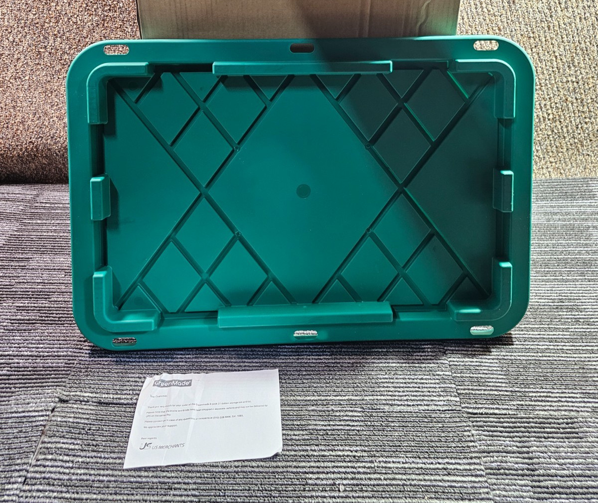 (QTY 2) Greenmade 30-in. x 20-in. Green Snap Lock LID For 27 Gallon Storage Box