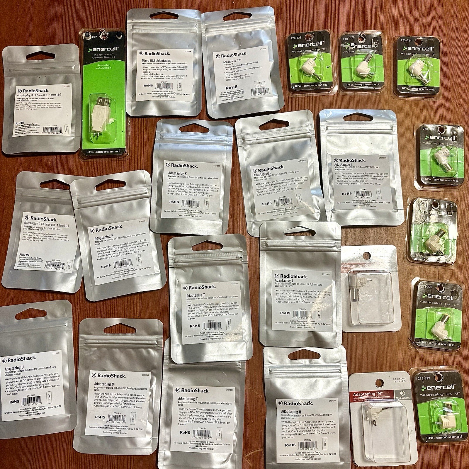 NOS RadioShack Enercell Mixed Adaptaplug HUGE LOT of 24 Assorted Power Tips