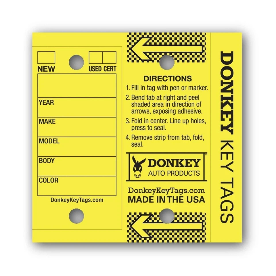 Donkey Key Tags, Laminated Self-Protecting (250 Tags Per Box with Metal Rings…