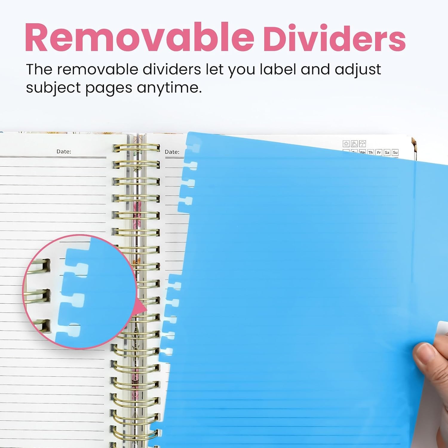 8.5″x11″ Spiral 5 Subject Notebook, Hardcover with Dividers Wildflower