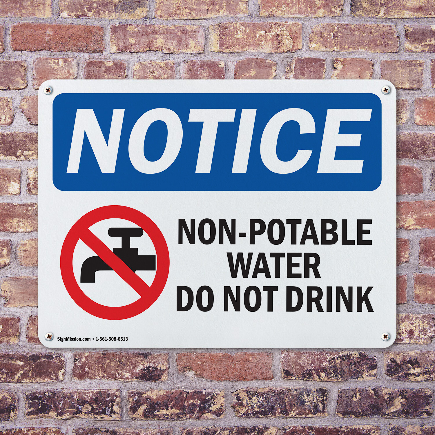 (2 Pack) Non-Potable Water Do Not Drink OSHA Notice Sign Decal Metal Plastic