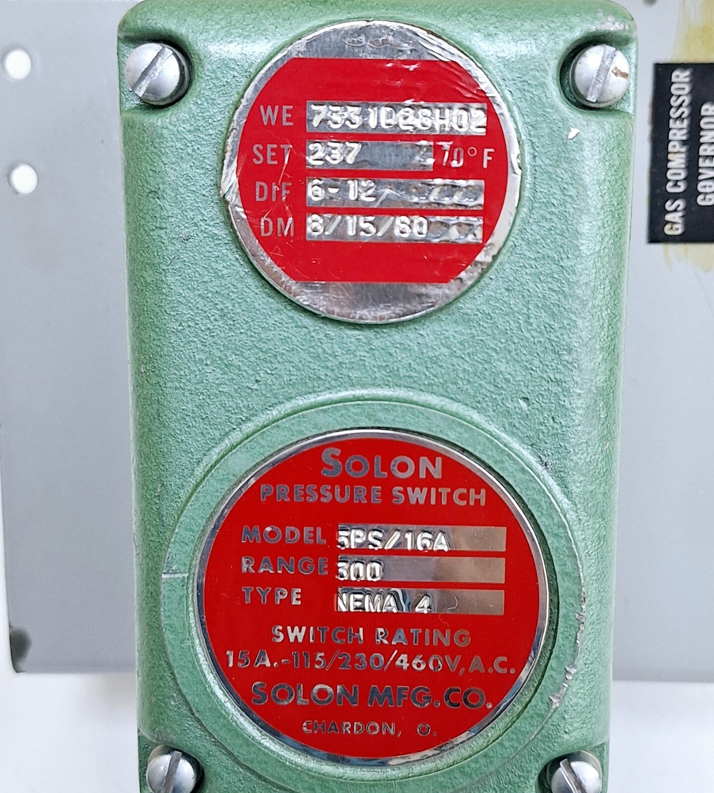 Solon 5PS/16A / 7331D28H02 Pressure Switch Range 300 NEMA 4