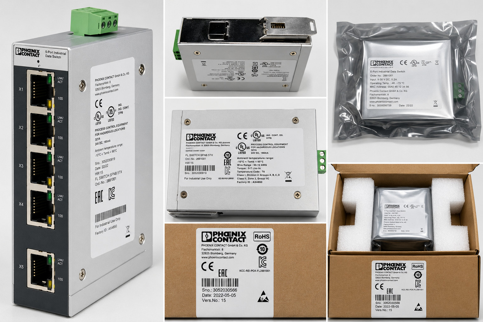 Phoenix Contact 2891001 Industrial Ethernet Switch – FL SWITCH SFNB 5TX