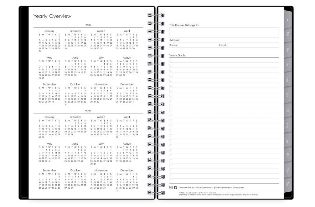 Blue Sky 2027 Weekly and Monthly Planner Calendar, Includes January 2027 – Decem