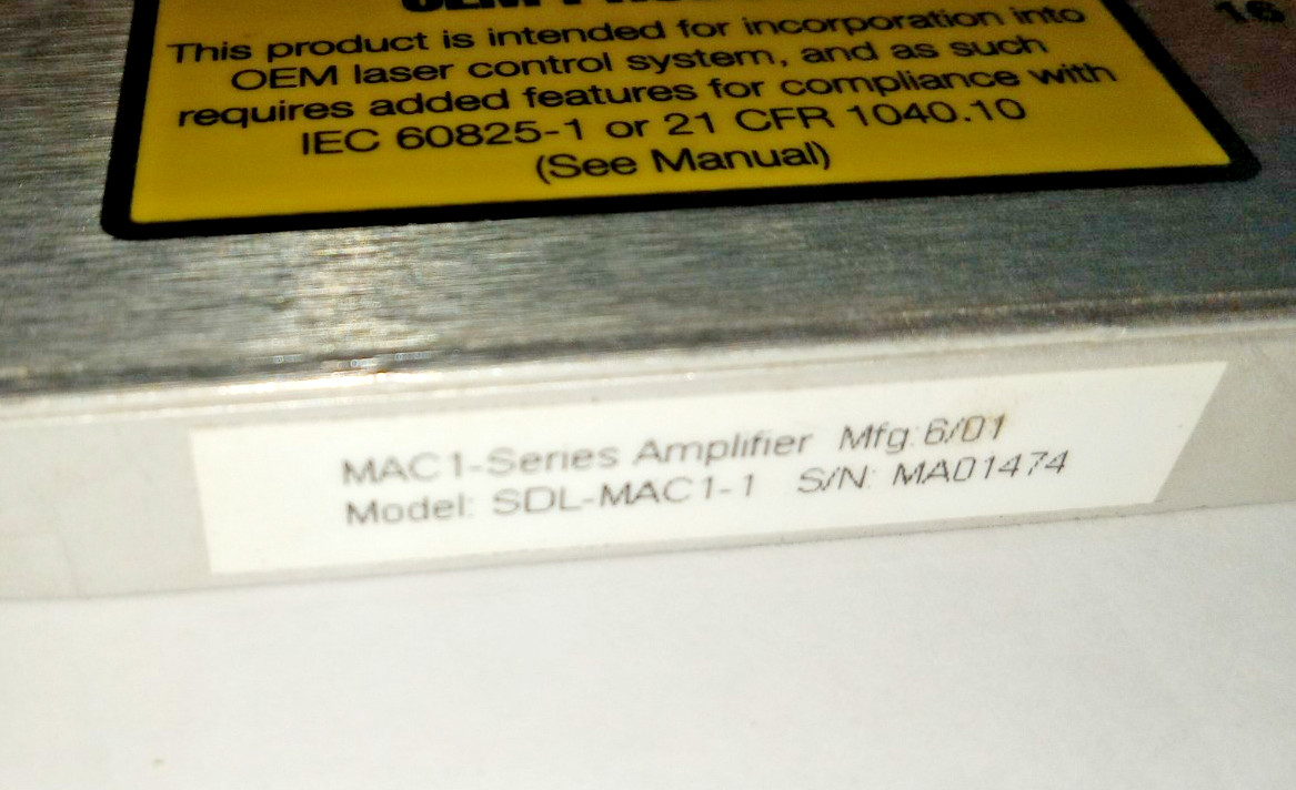 JDS Uniphase MICROAMP SERIES FIBER AMPLIFIER MODULE MODEL SDL-MAC1-1