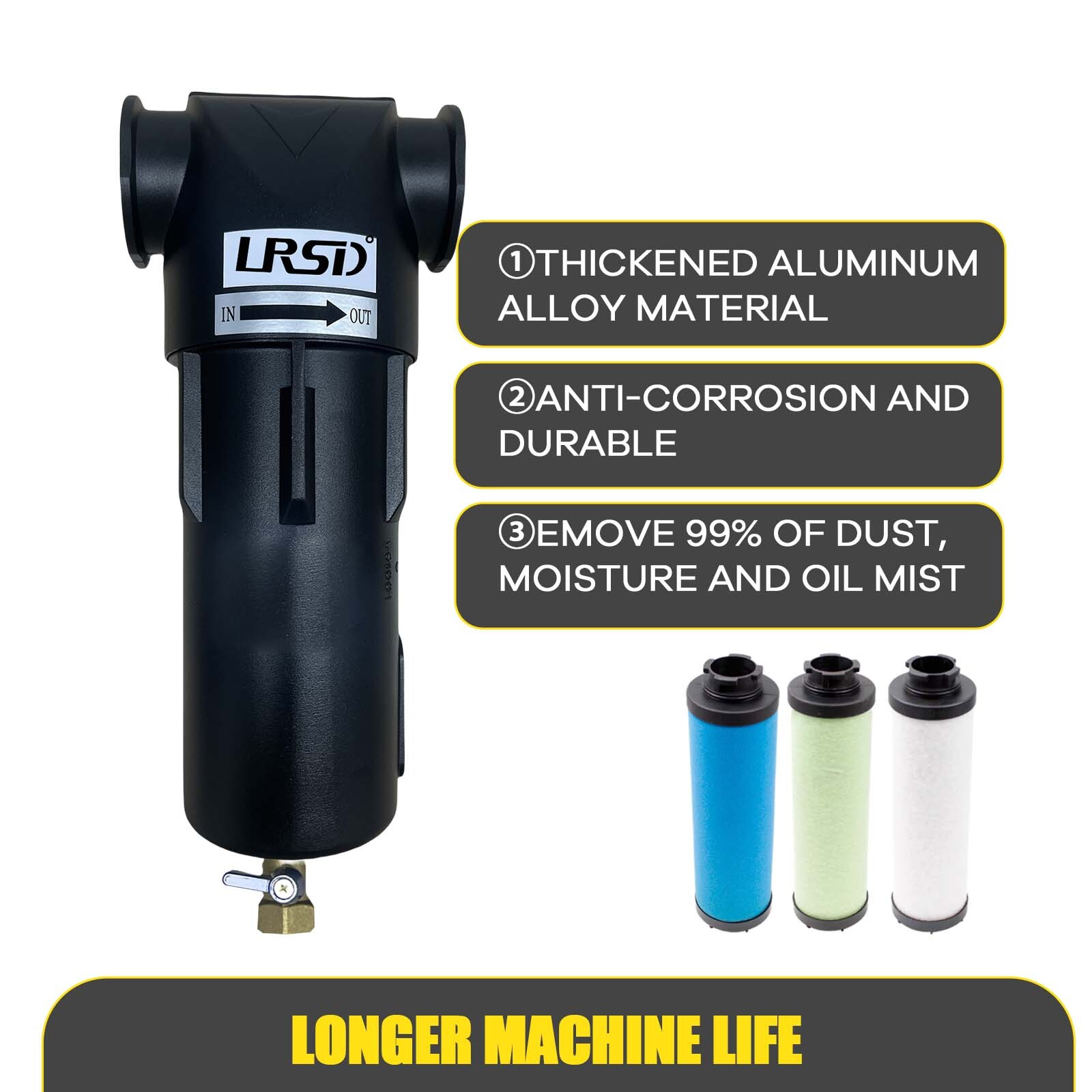 124cfm Particulate Filter Air Drying System For 25-30HP Air Compressor RC1-1/2″