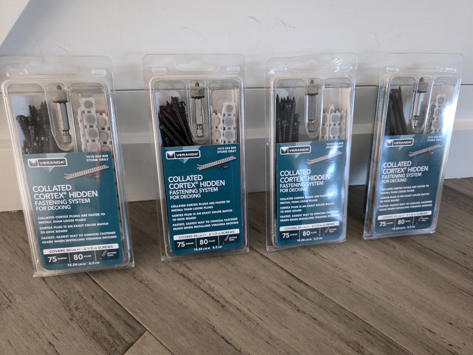 4x FastenMaster FMCTXCL-VA75SG Cortex Hidden Fastening, Stone Gray, 75 Scr