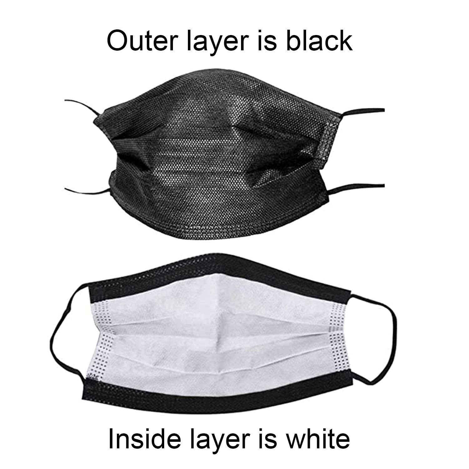 100 PCS Black Masks, Disposable Face Mask, 3 Ply Protection Masks