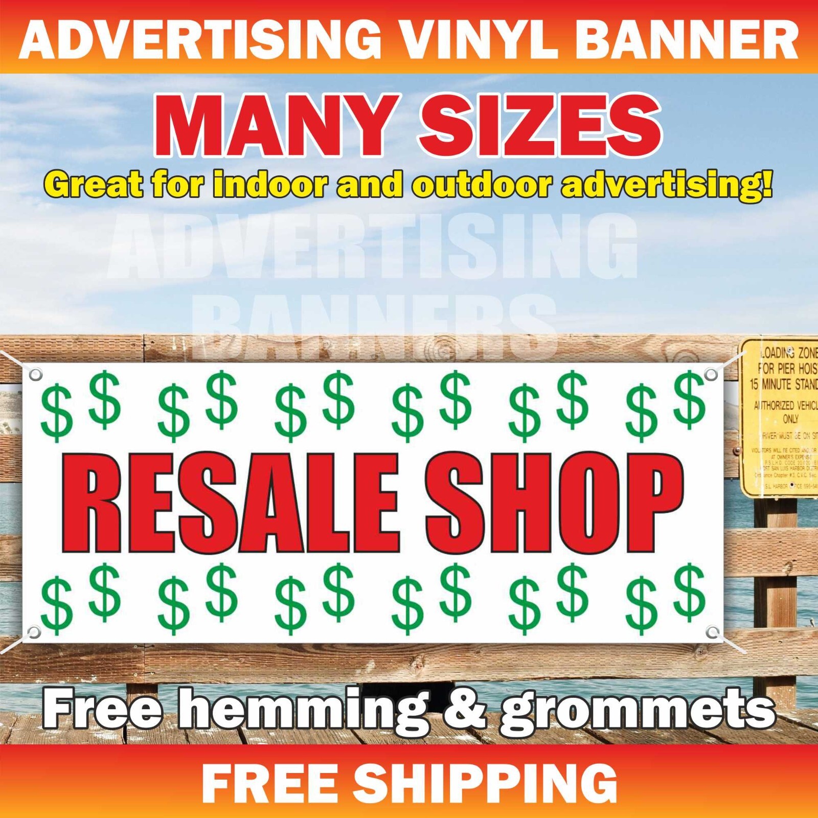 RESALE SHOP Advertising Banner Vinyl Sign Store Clothing Dealer Open Boutique