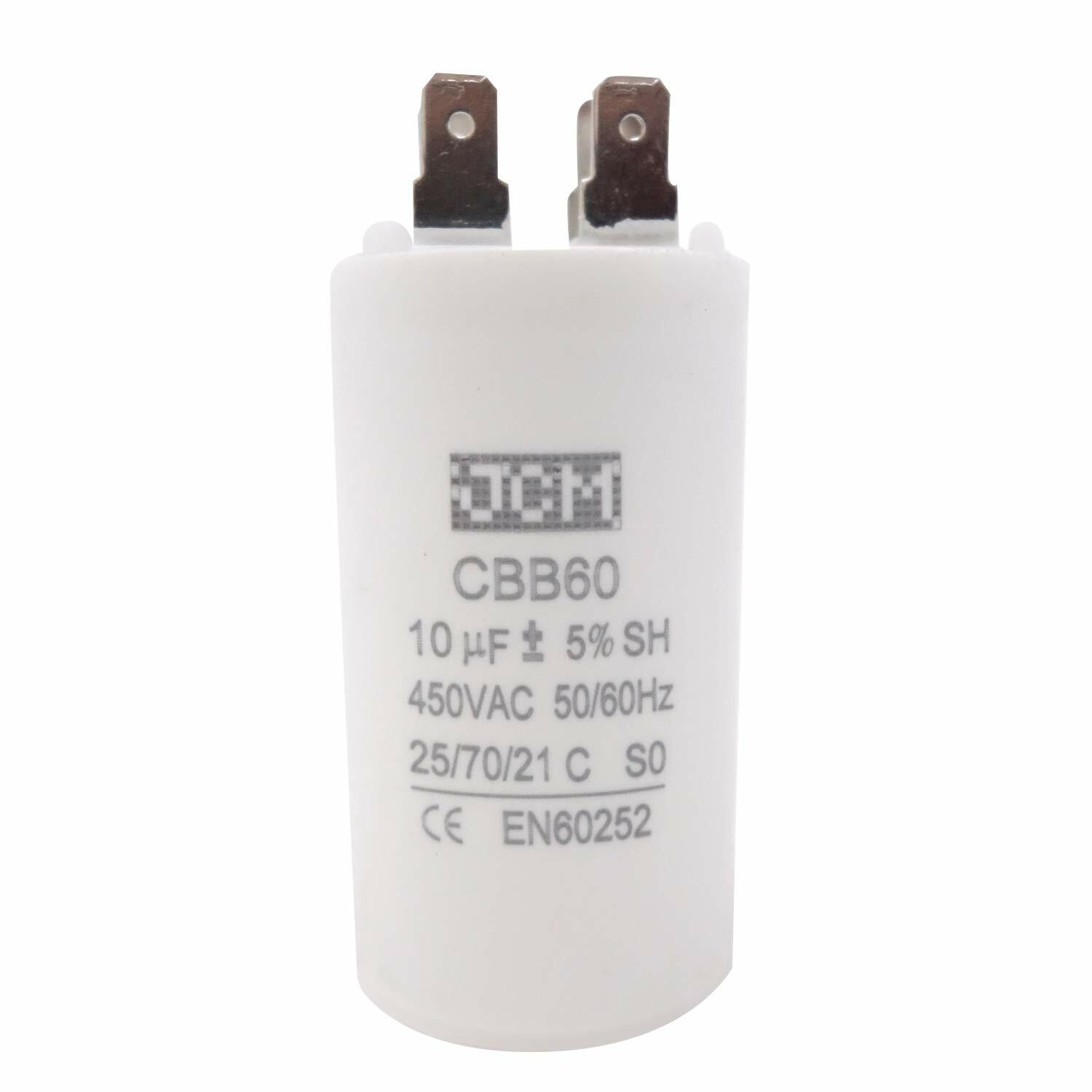 10UF 450VAC Motor Run Capacitor 450V AC CBB60 10 UF Round White 50/60HZ Cap