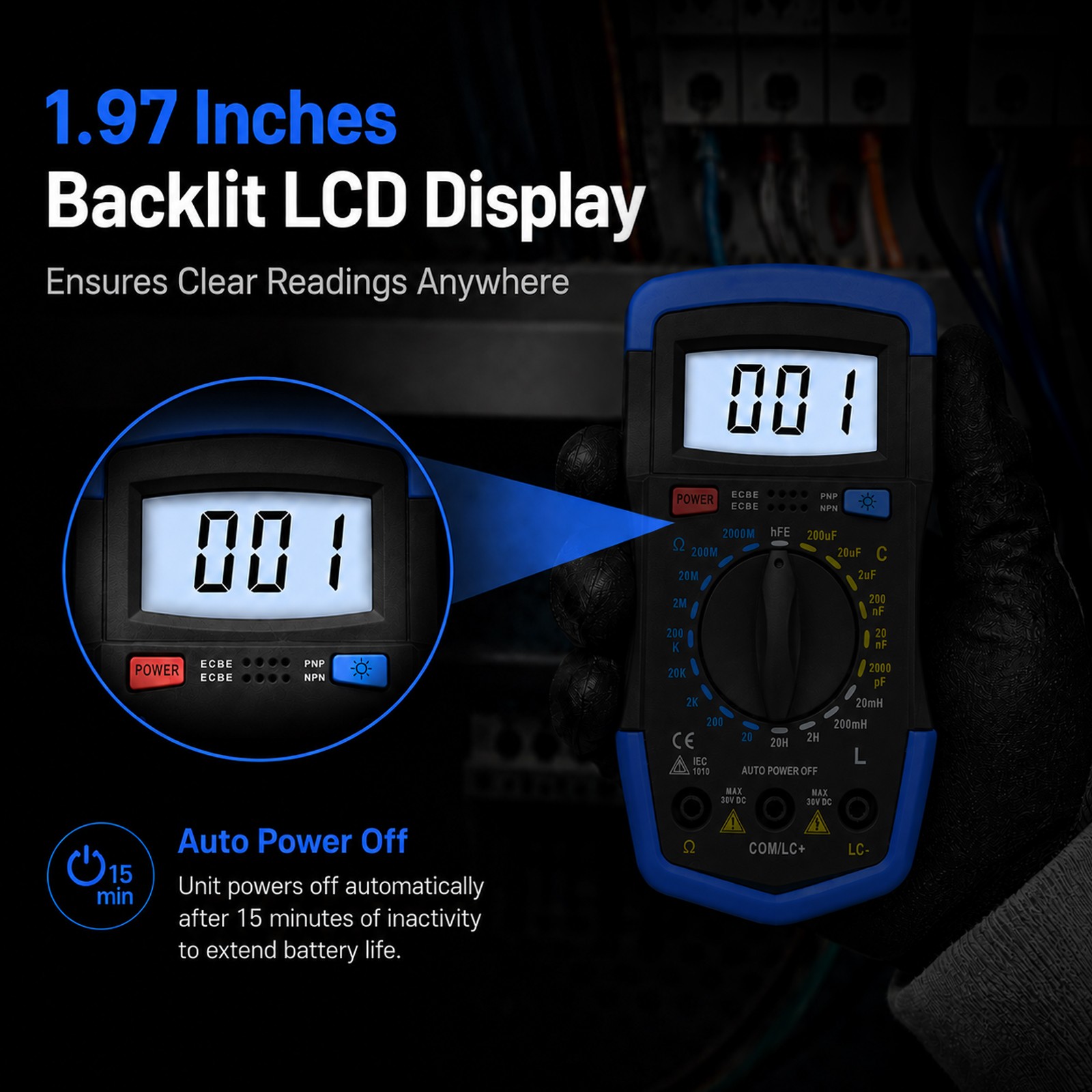 Digital Multimeter Capacitance Resistance Inductance hFE Tester LCR Meter Tool