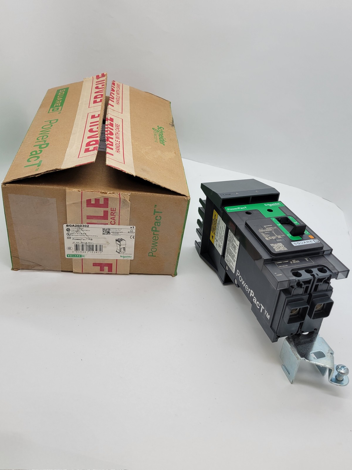 Square D BGA260302 PowerPact I-Line Circuit Breaker 30A 2P 600V 18KA BG30 Green
