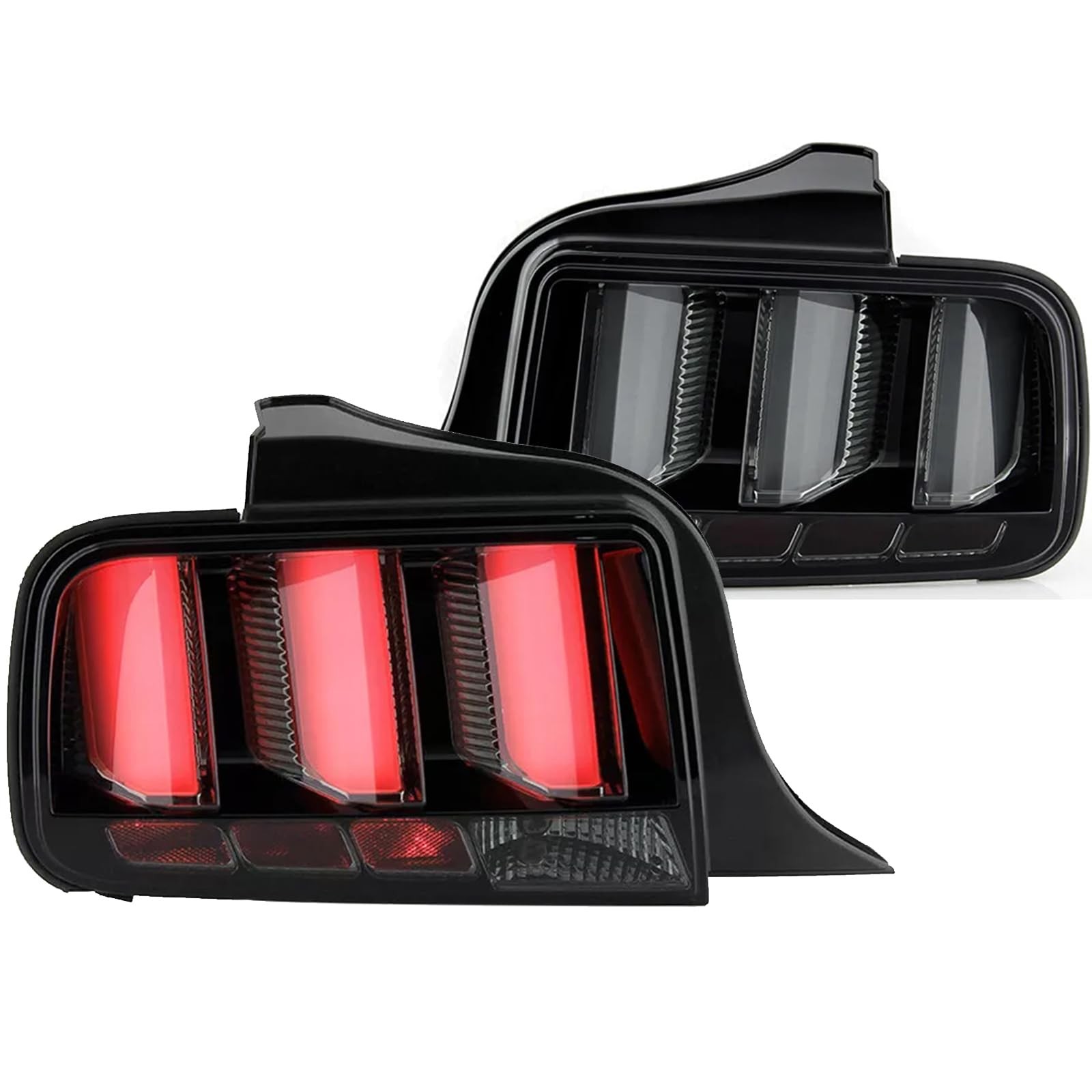 Sequential Tail Lights for 2005-2009 Mustang Black Smoked LED Tube Left Right