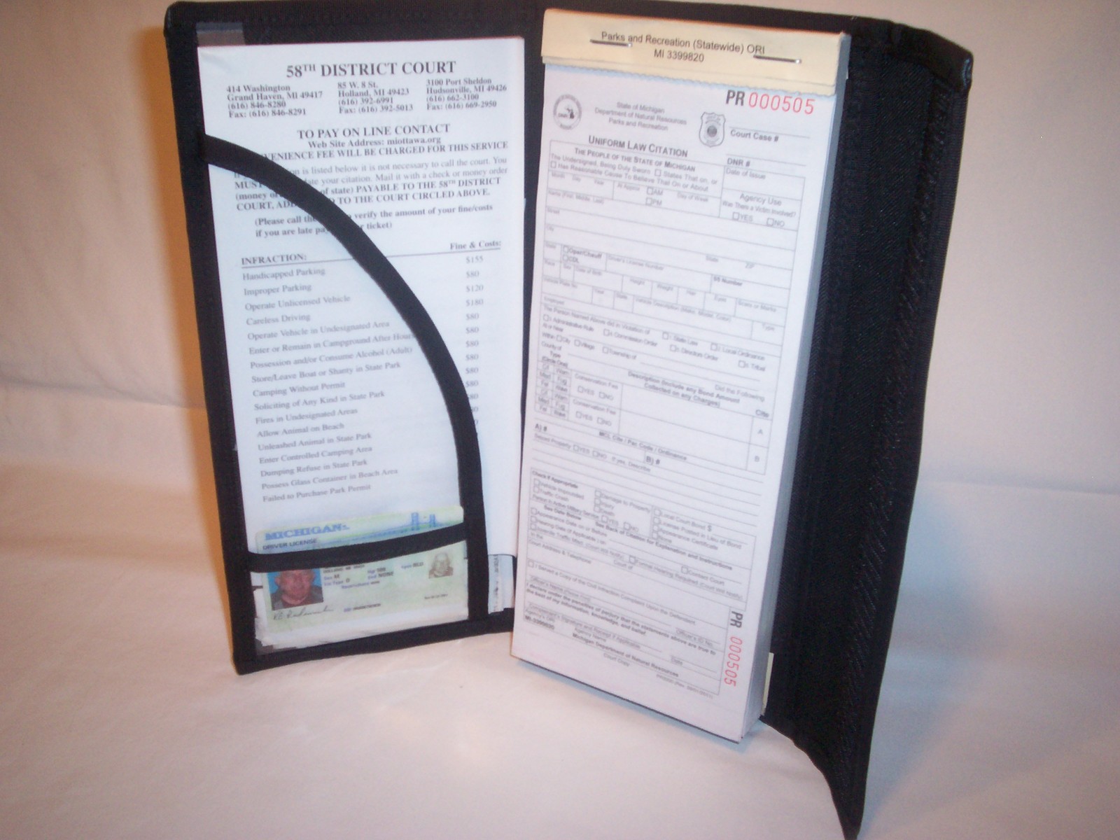 TICKET BOOK HOLDER for law enforcement officers