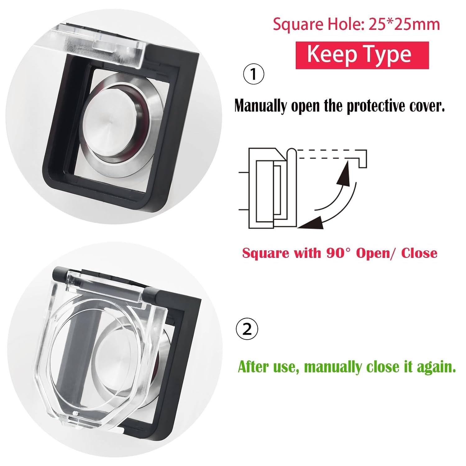 Childproof Push Button Switch Cover 2Pcs Waterproof for Computer Power Button