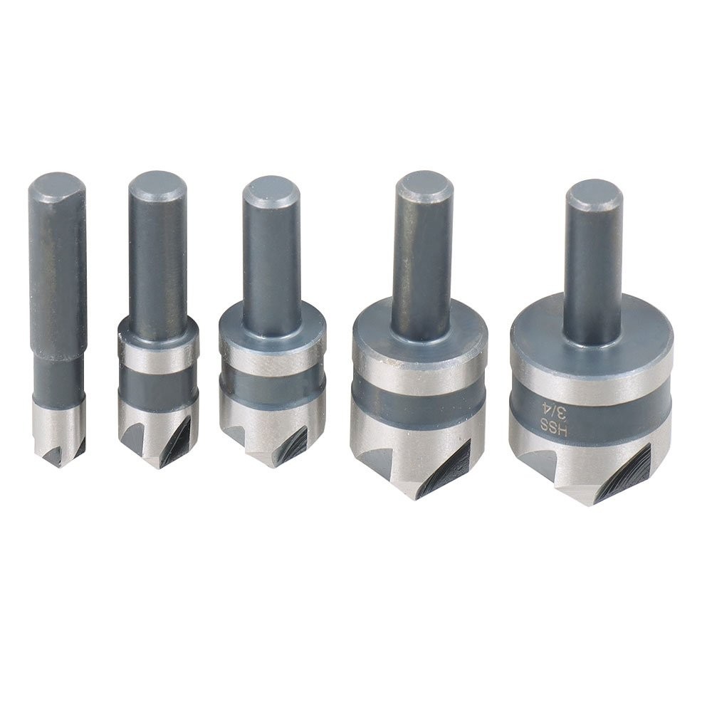 5 Pack High-Speed Steel Countersink Drill Bit Set For Metals Wood And Plastic
