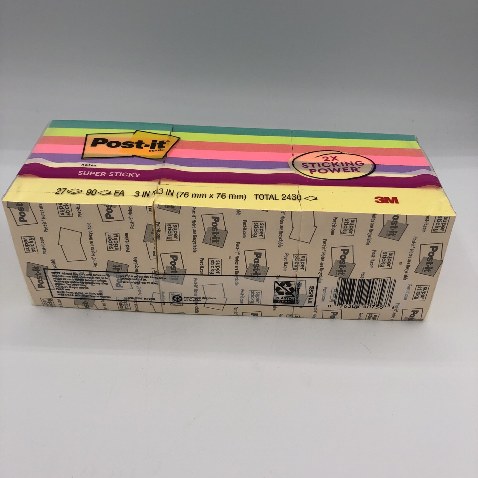 Post-it Brand 3M 3 Inch X 3 Inch Post-It Notes 27 Pads Neon Color New In Open