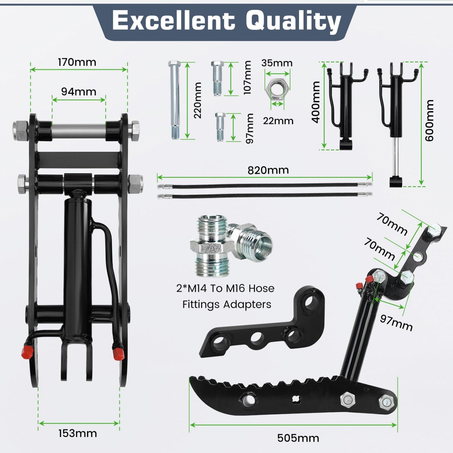 Mini Excavators Hydraulic Thumb Clip, Thumb Below 3 Tons with L-Shaped Bracket