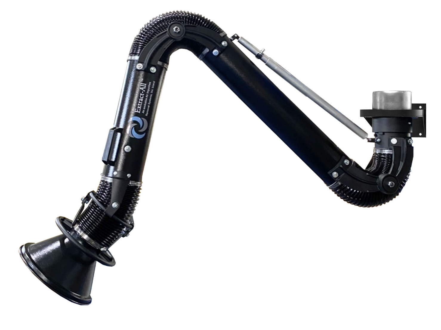 EXTRACT-ALL Welding Fume Extractor Arm,7′ L, 8″ dia. Model EA78, Wall Mount
