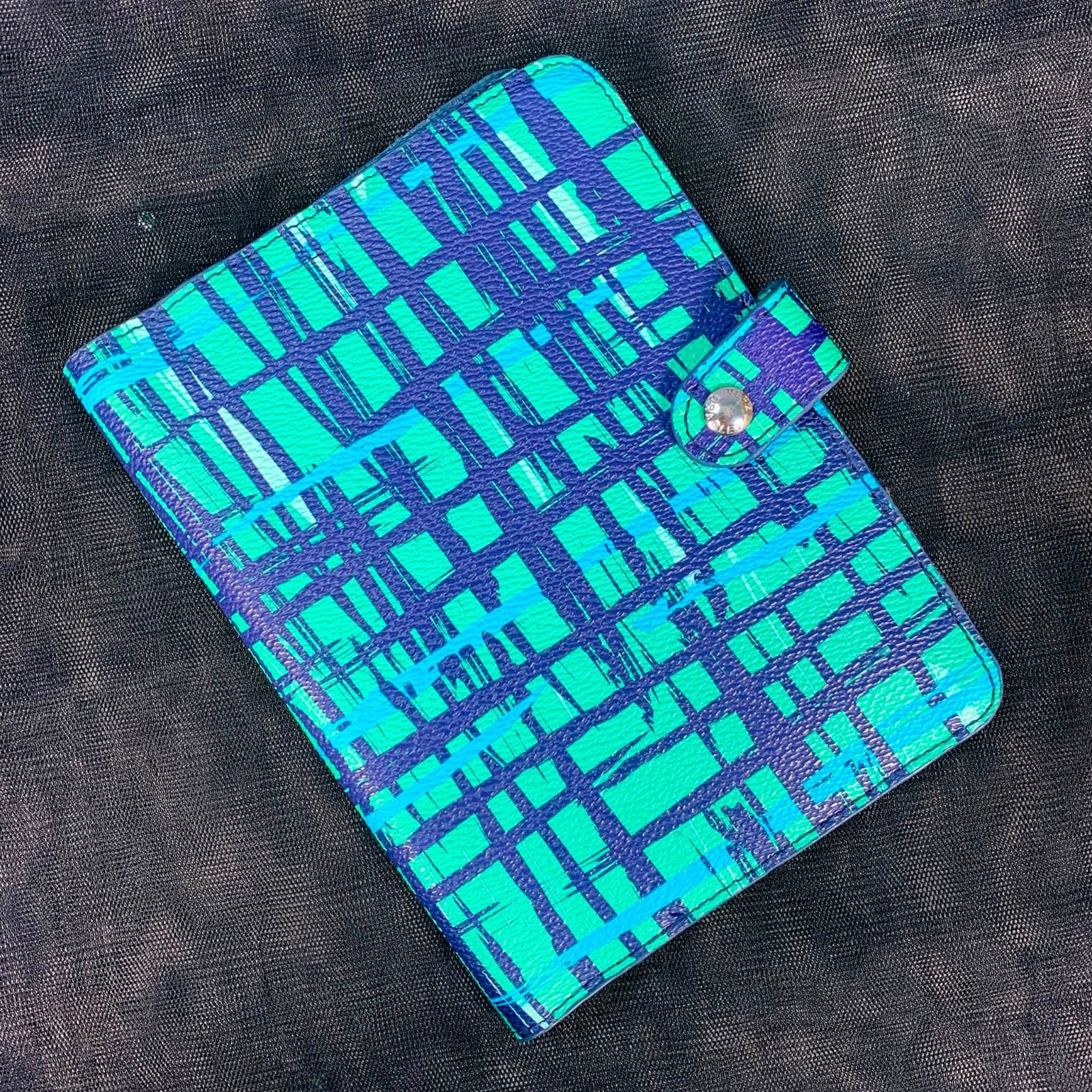Vera Bradley Navy Teal Art Plaid Pattern Faux Leather Journal Planner No Paper