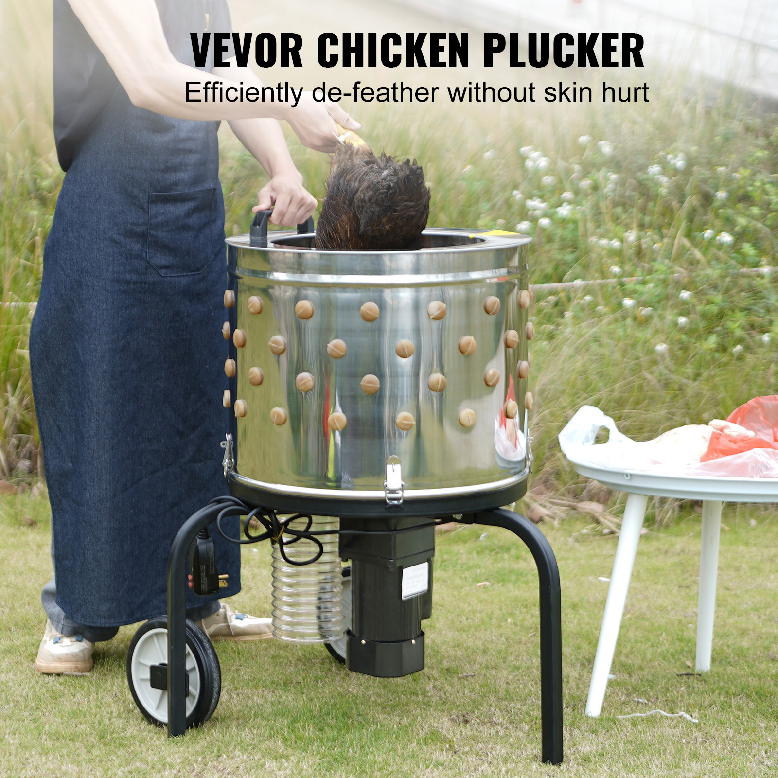 VEVOR Chicken Plucker Machine Feather Plucker Stainless Steel Drum 280RPM Motor