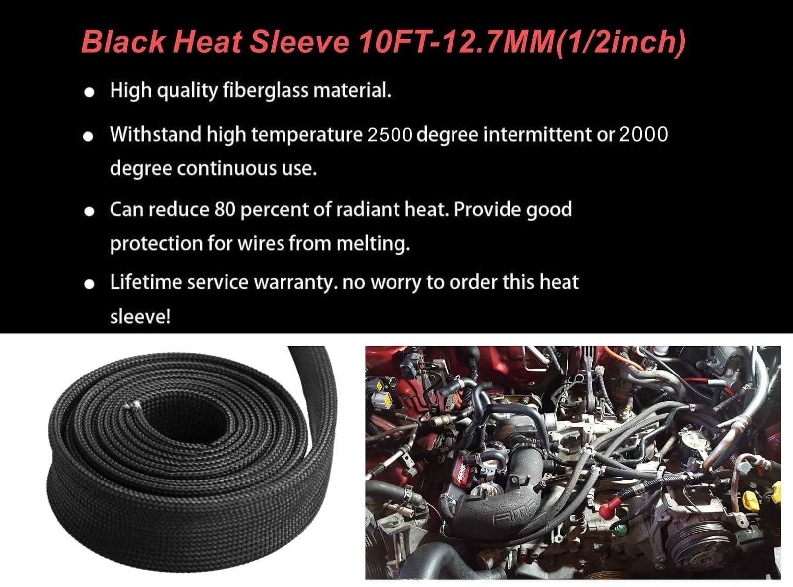 Heat Shield Sleeve for Fuel Line, Spark Plug Wires & Auto Hose – 2500°F