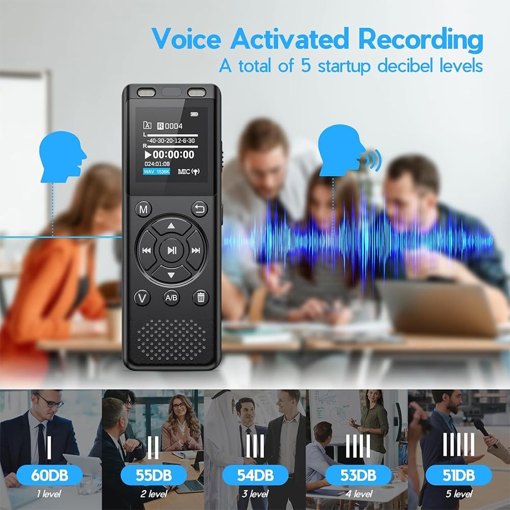 Tonfarb 64GB Digital Voice Recorder with Playback,Audio Recording Device for